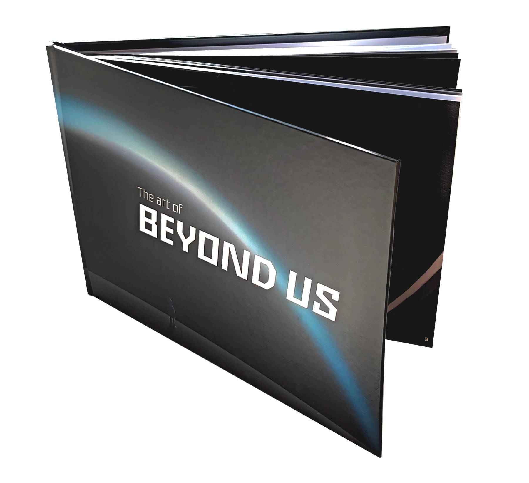 Beyond Us art book standing with its front cover facing the camera